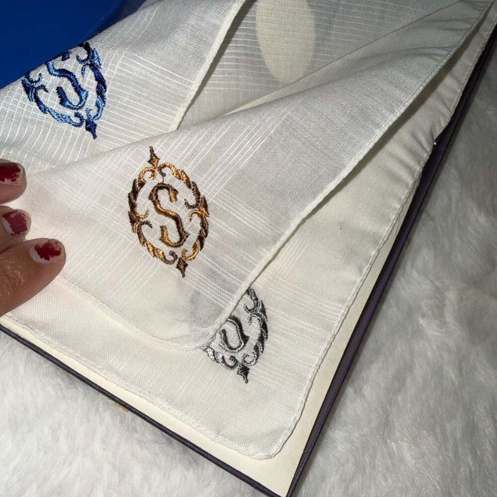 Vintage Men's Monogram Letter S Handkerchiefs in Box Permanent Press
